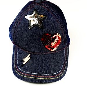 DENIM SEQUIN BLING BASEBALL HAT ONE-SIZE H28